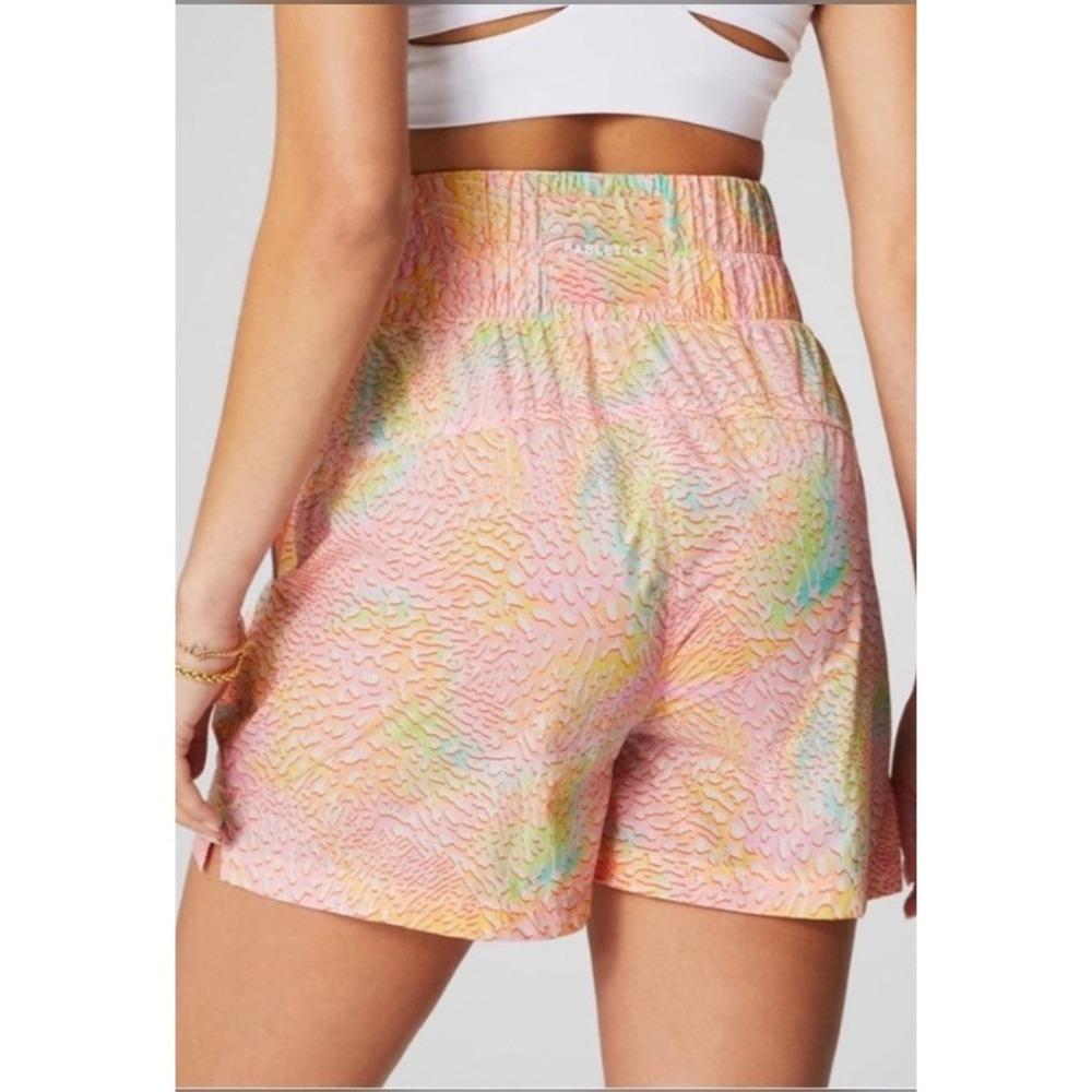 Fabletics Womens High Waisted Smocked Athletic Shorts Pastel Multi Color Size S